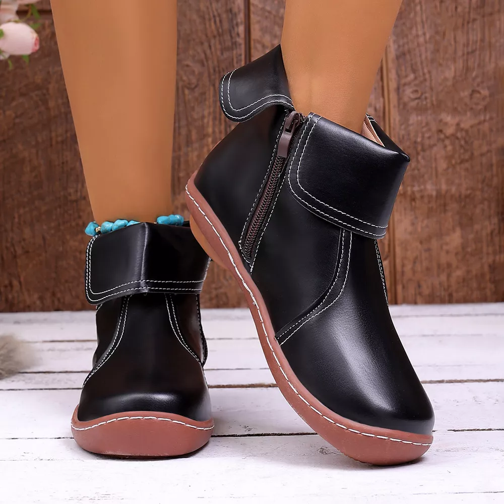 Round Toe Side Zipper Boots, image 2