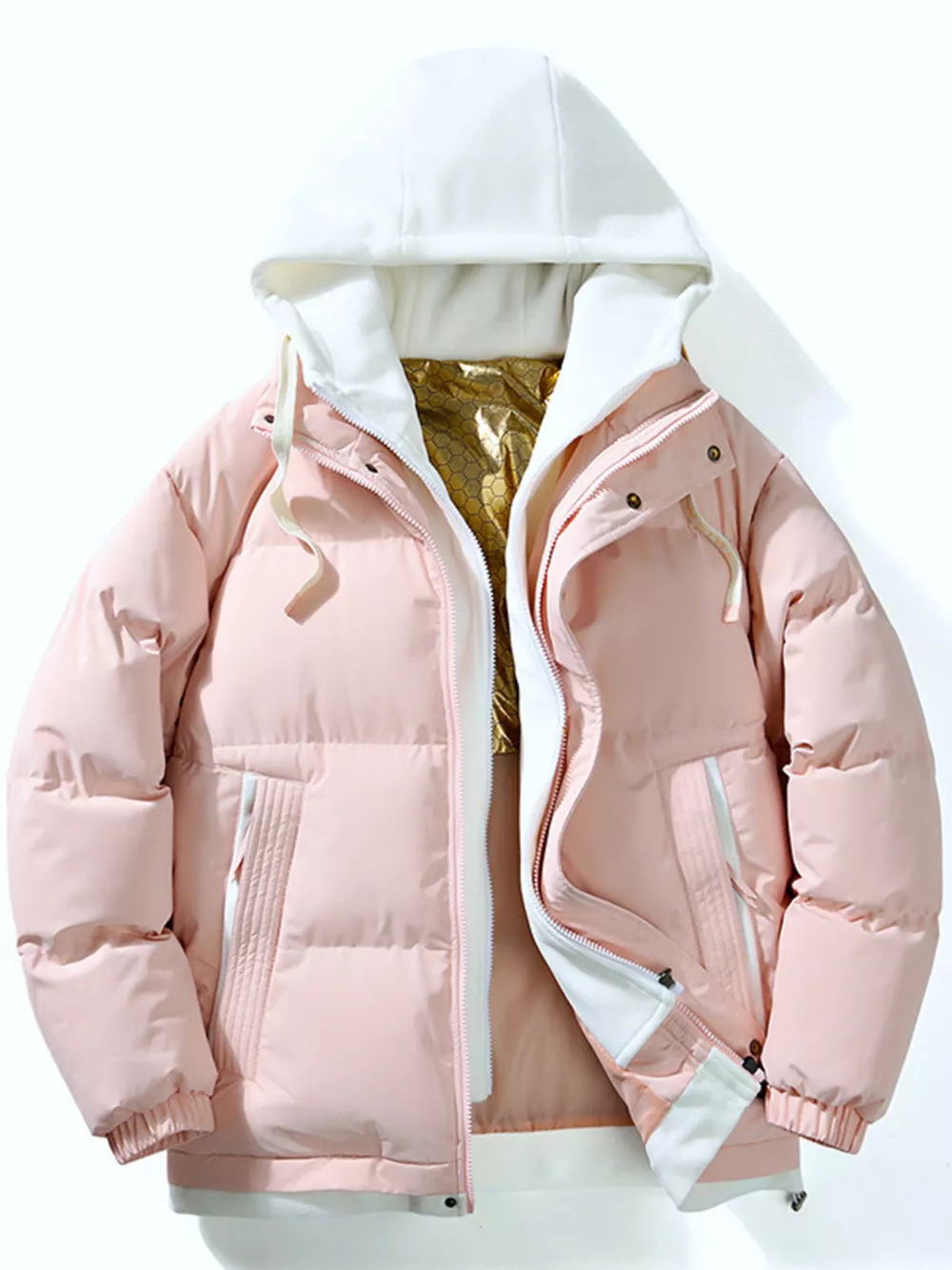 Men's Full Size Two-Tone Hooded Puffer Jacket Plus Size, image 4