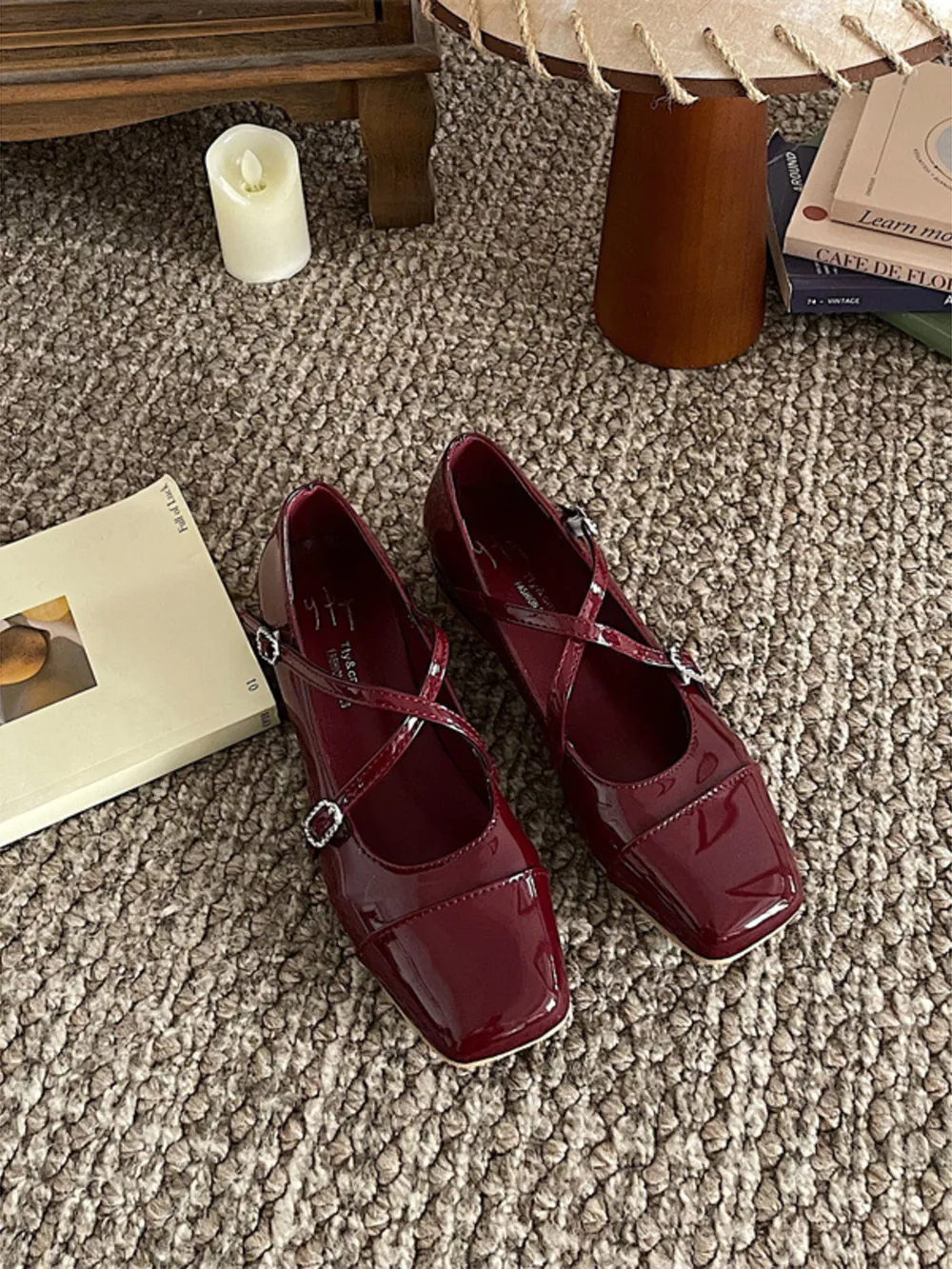 Crisscross Buckle Square Toe Mary Jane Loafers, image 5