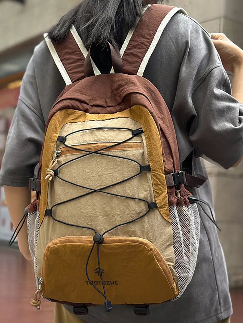 Color Block Lightweight Backpack Bag, image 2