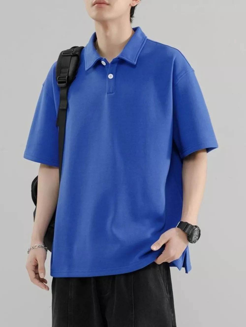 Men's Plus Size Button Detail Short Sleeve Polo, image 5
