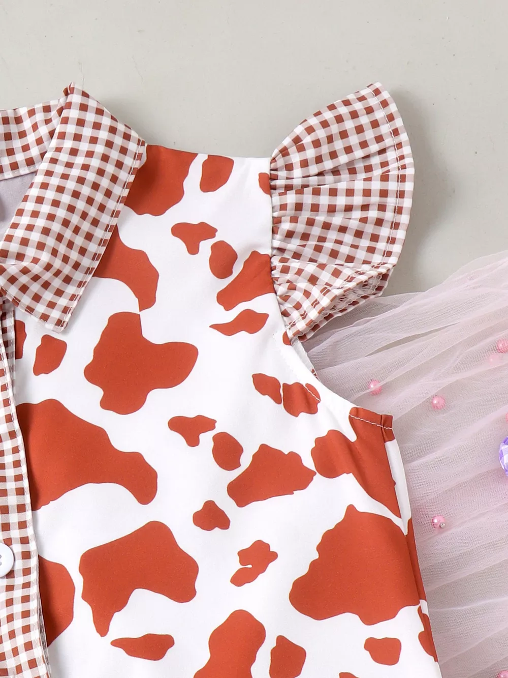 Children's Cow Print Ruffle Sleeve Top and Shorts Set, image 3