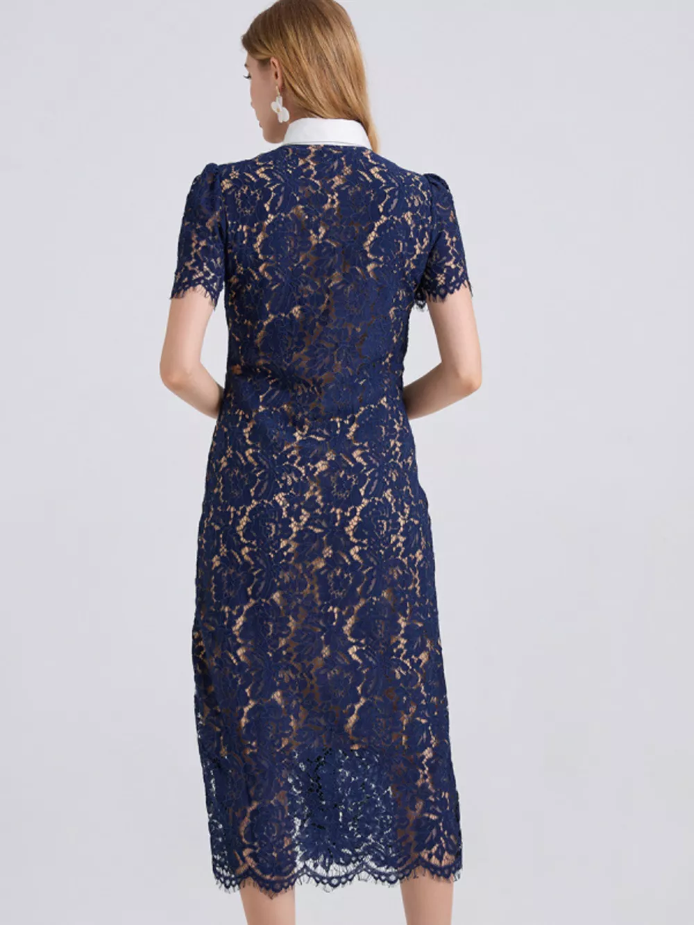 Lace Button-Down Midi Dress, image 6
