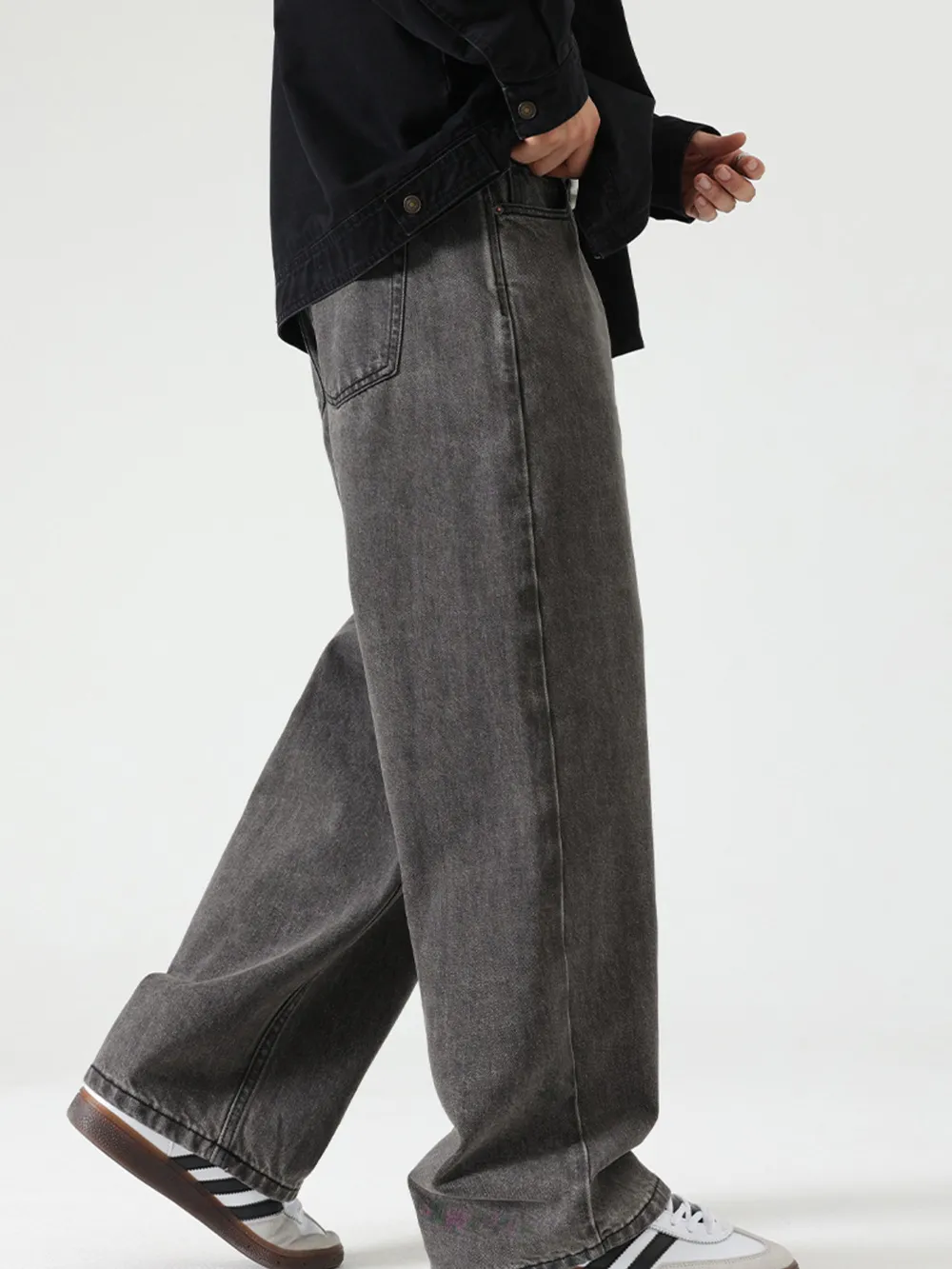 Men's Washed Wide Leg Jeans, image 6