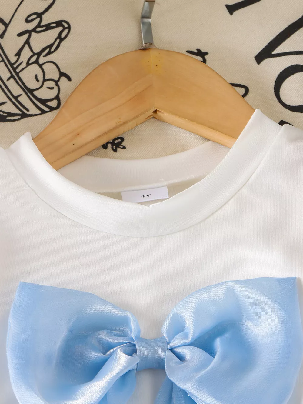 Children's Bow Round Neck Top and Pants Set, image 2