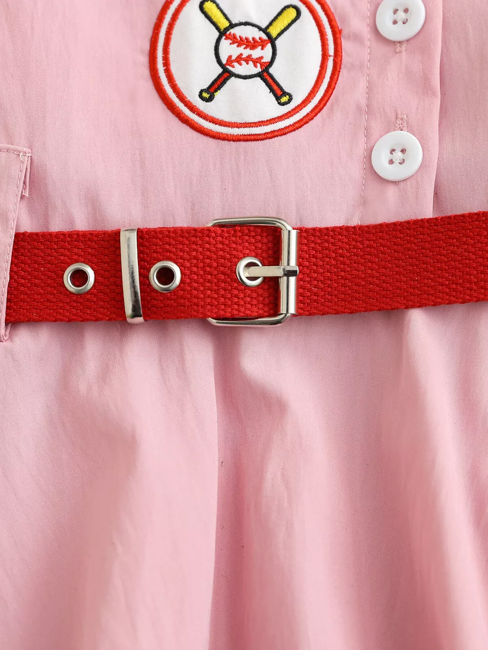 Children's Baseball Embroidered Short Sleeve Dress, image 4