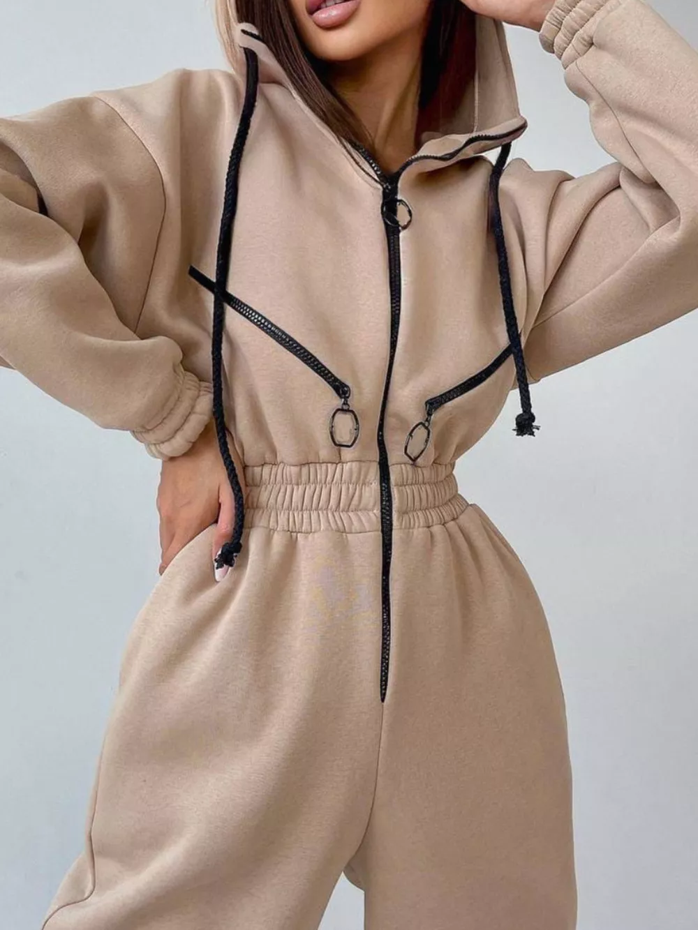 Zip Front Dropped Shoulder Jumpsuit, image 22