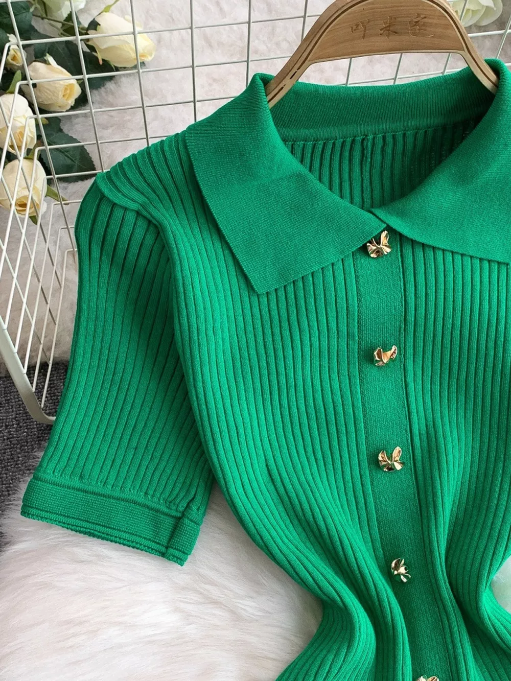 Button Front Ribbed Knit Midi Dress, image 10