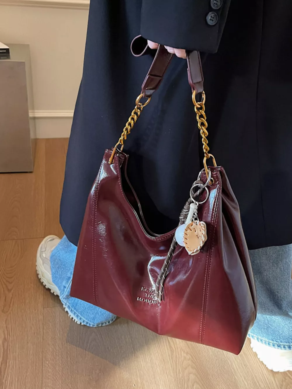 Leather Chain Shoulder Bag, image 3