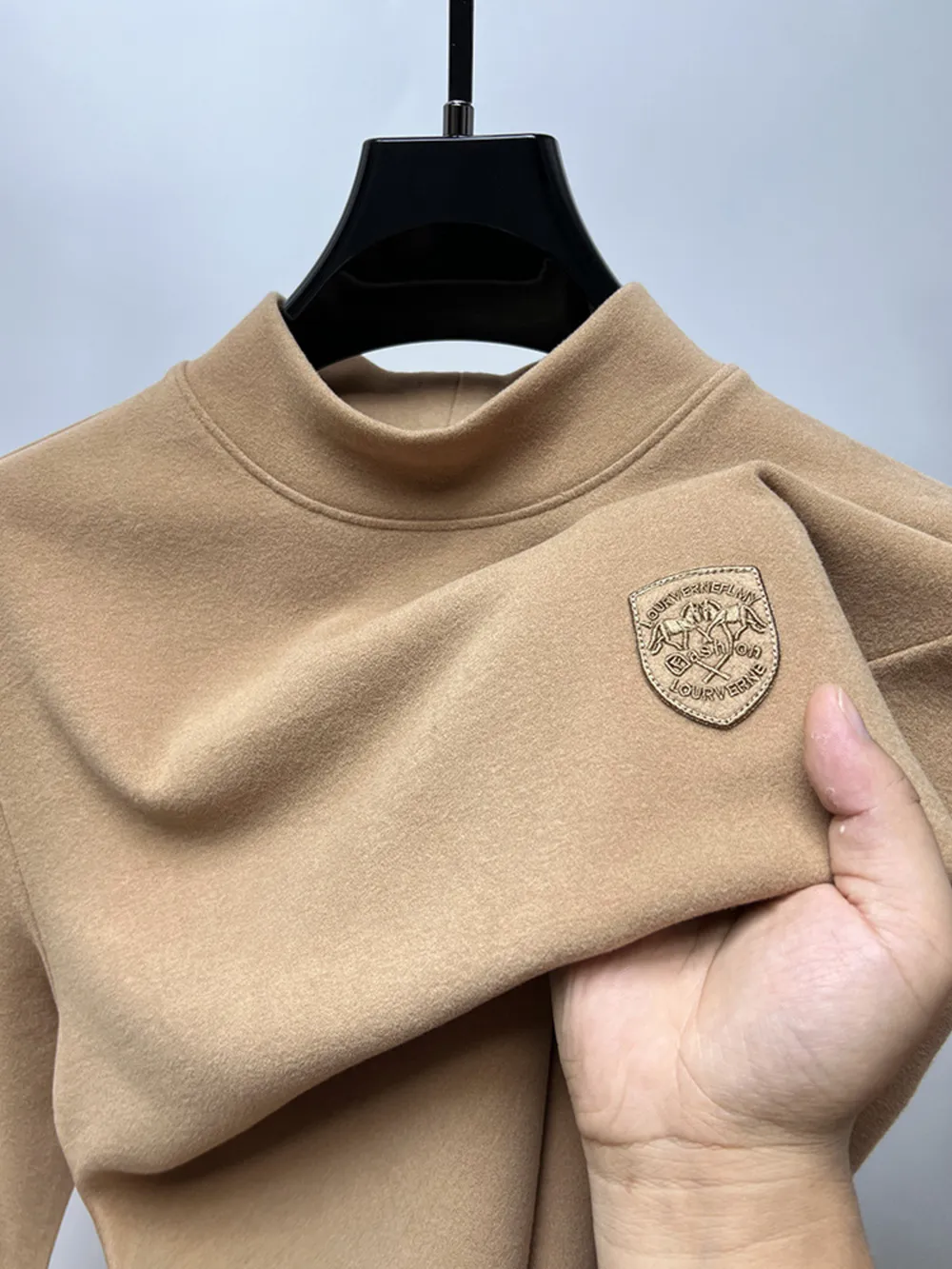Men's Plus Size Mock Neck Long Sleeve T-Shirt, image 9