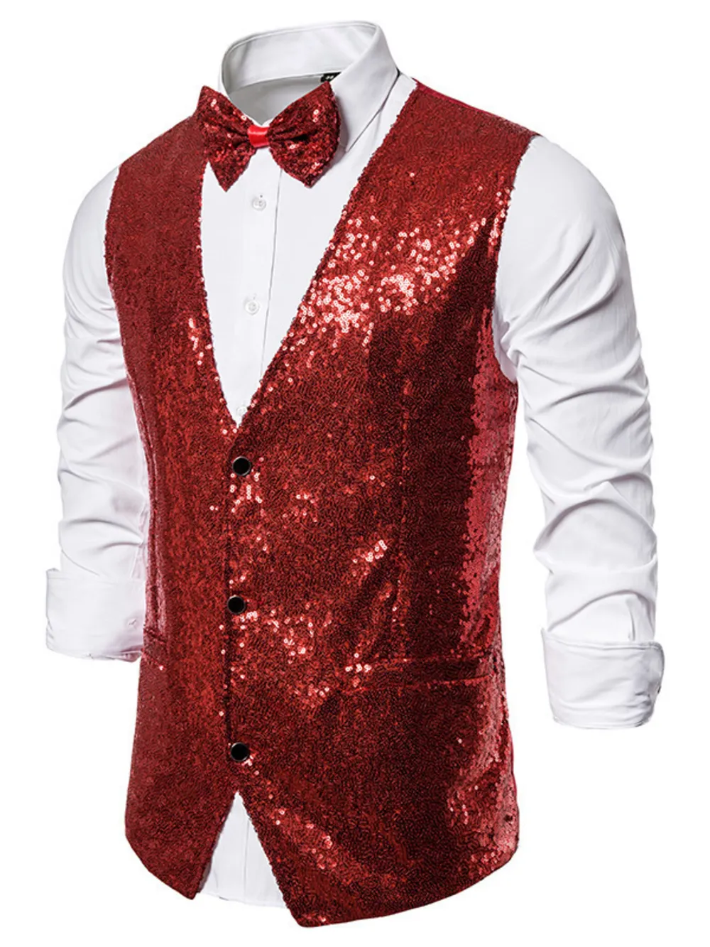 Men's Sequin Slim Fit Vest, image 14