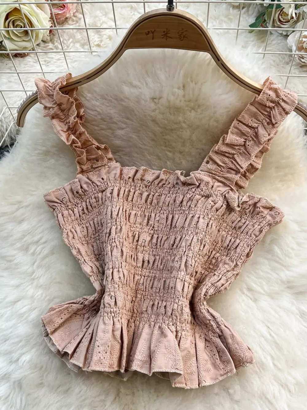 Smocked Crop Top and Hollow-Out Skirt Set, image 23