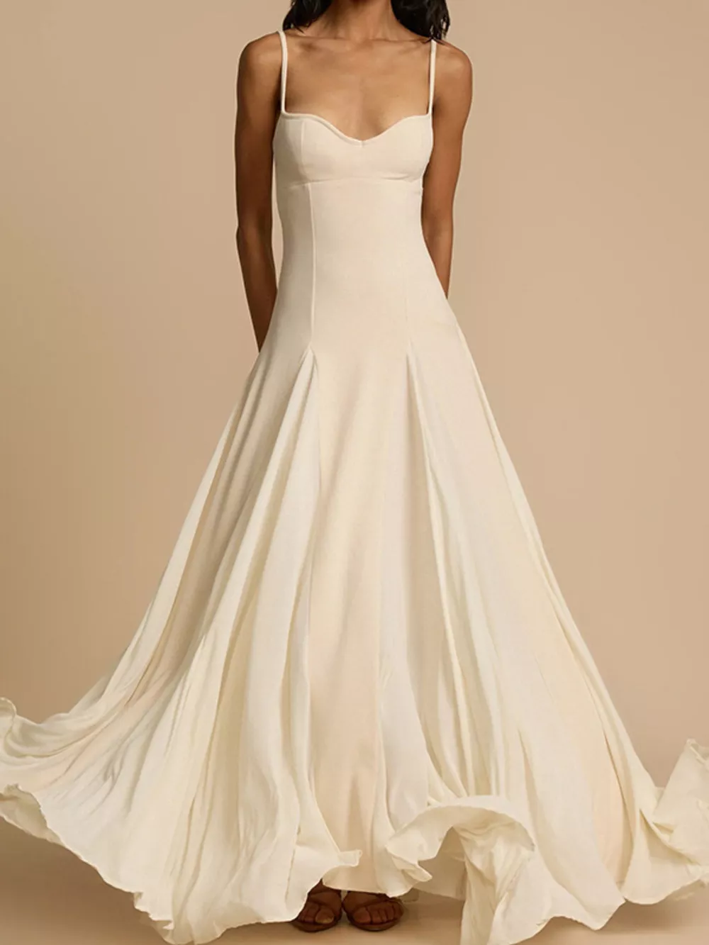 Sweetheart Neck Spaghetti Strap Flowy Maxi Dress, image 4