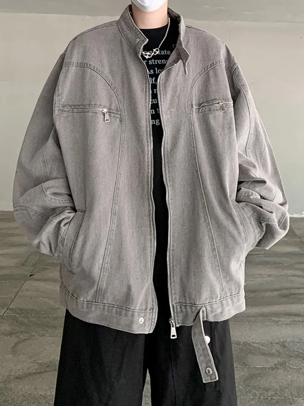 Men's Plus Size Zip Up Oversized Denim Jacket, image 10
