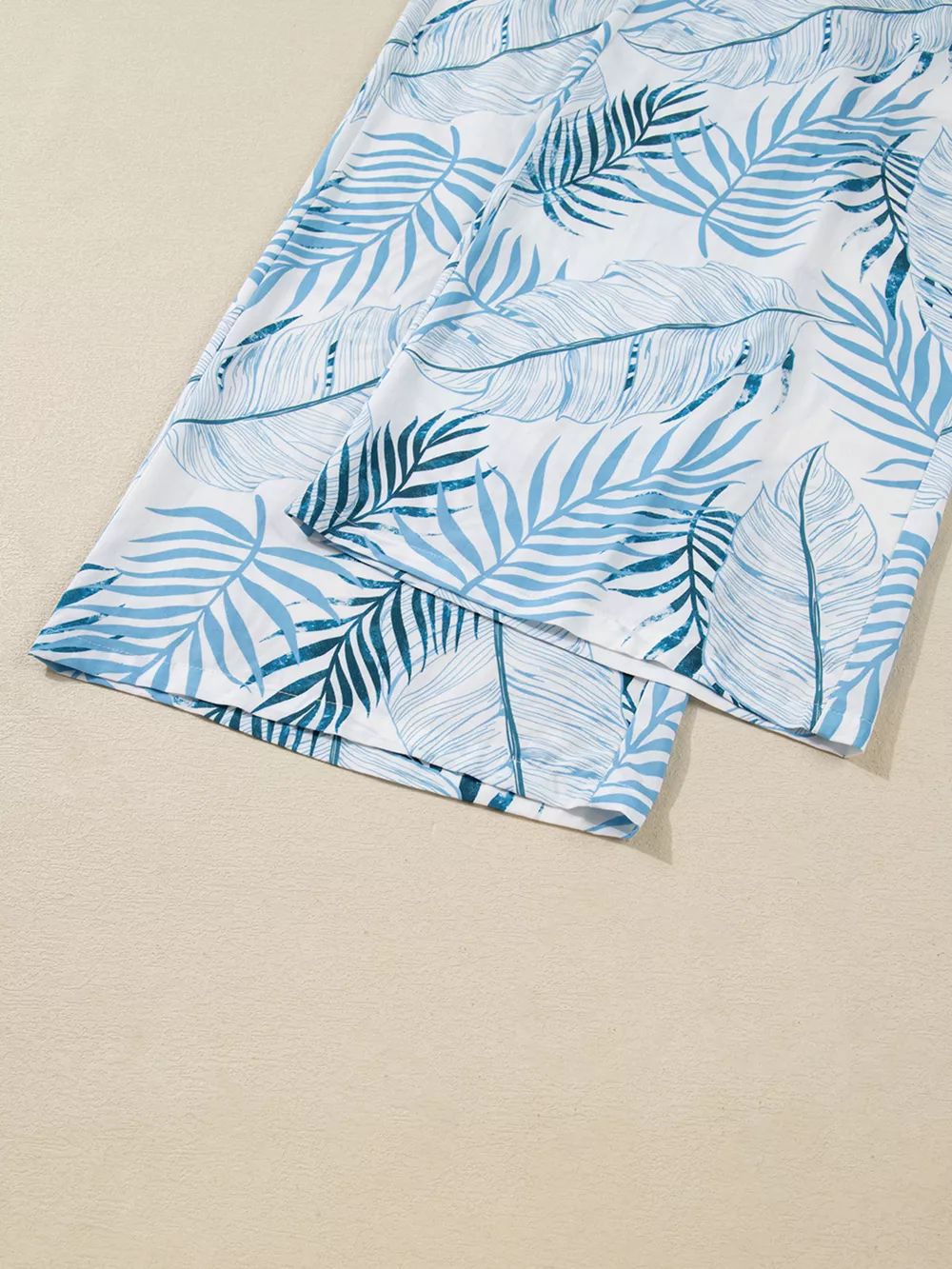 Tropical Print Shirred Waistband Wide Leg Pants, image 13