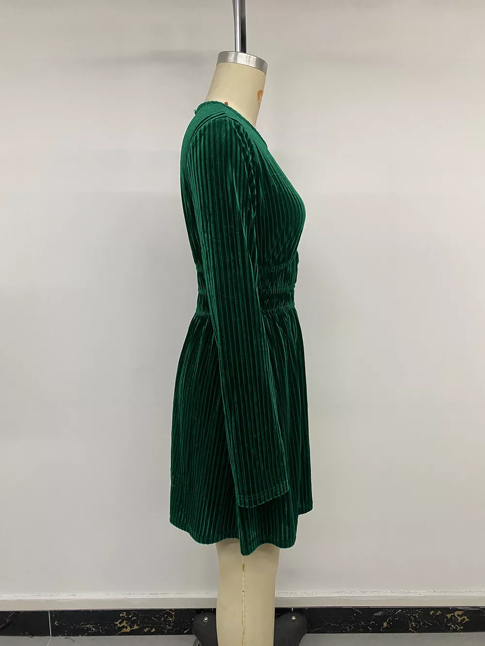Ribbed Keyhole Long Sleeve Mini Dress, image 8