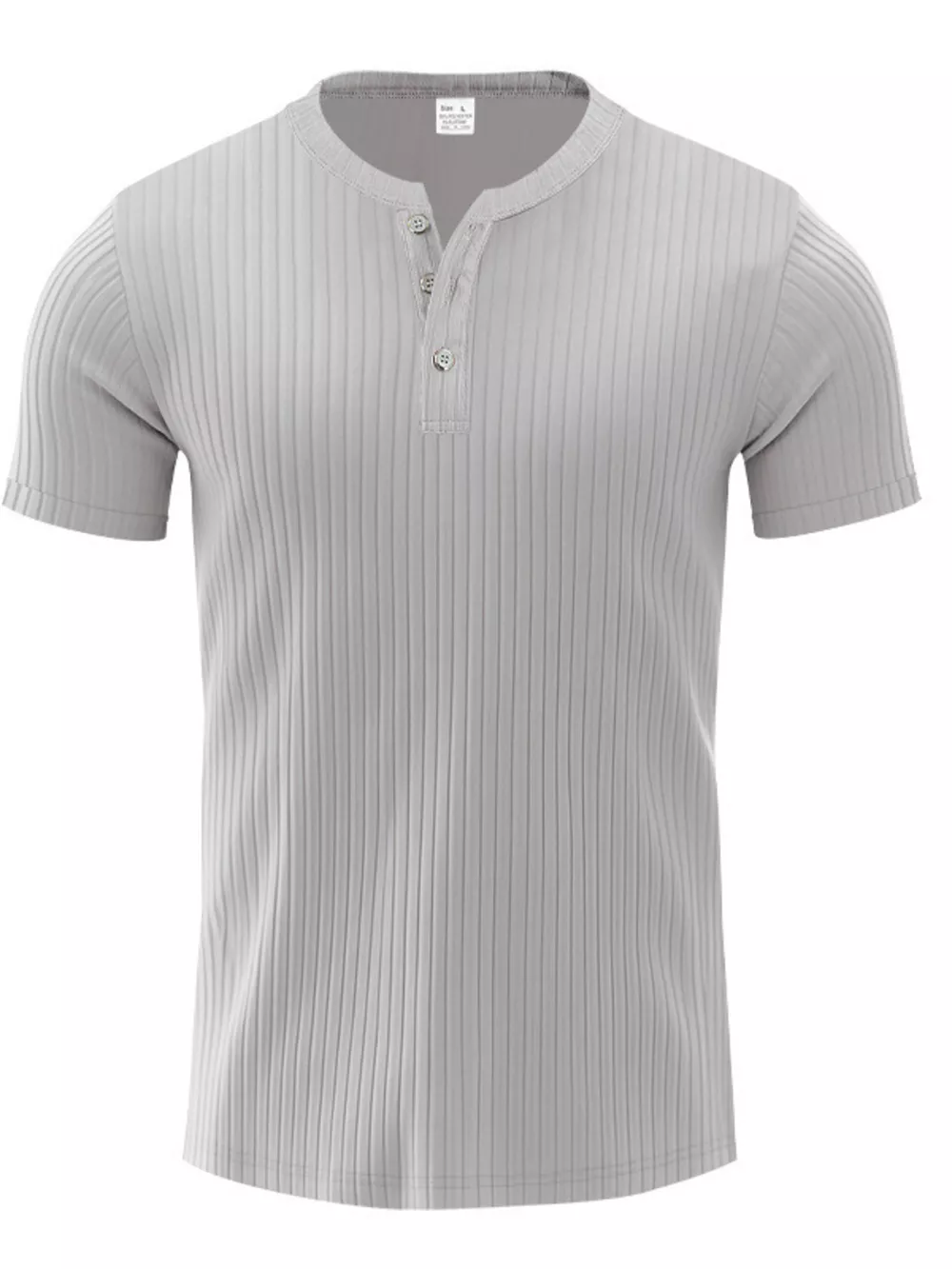 Men's Full Size Casual Ribbed Henley T-Shirt Plus Size, image 9