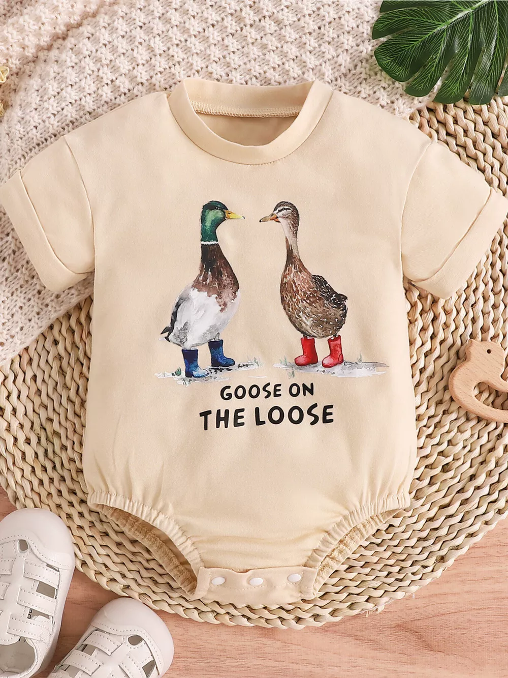 Children's Cartoon Graphic Short Sleeve One-Piece Bodysuit