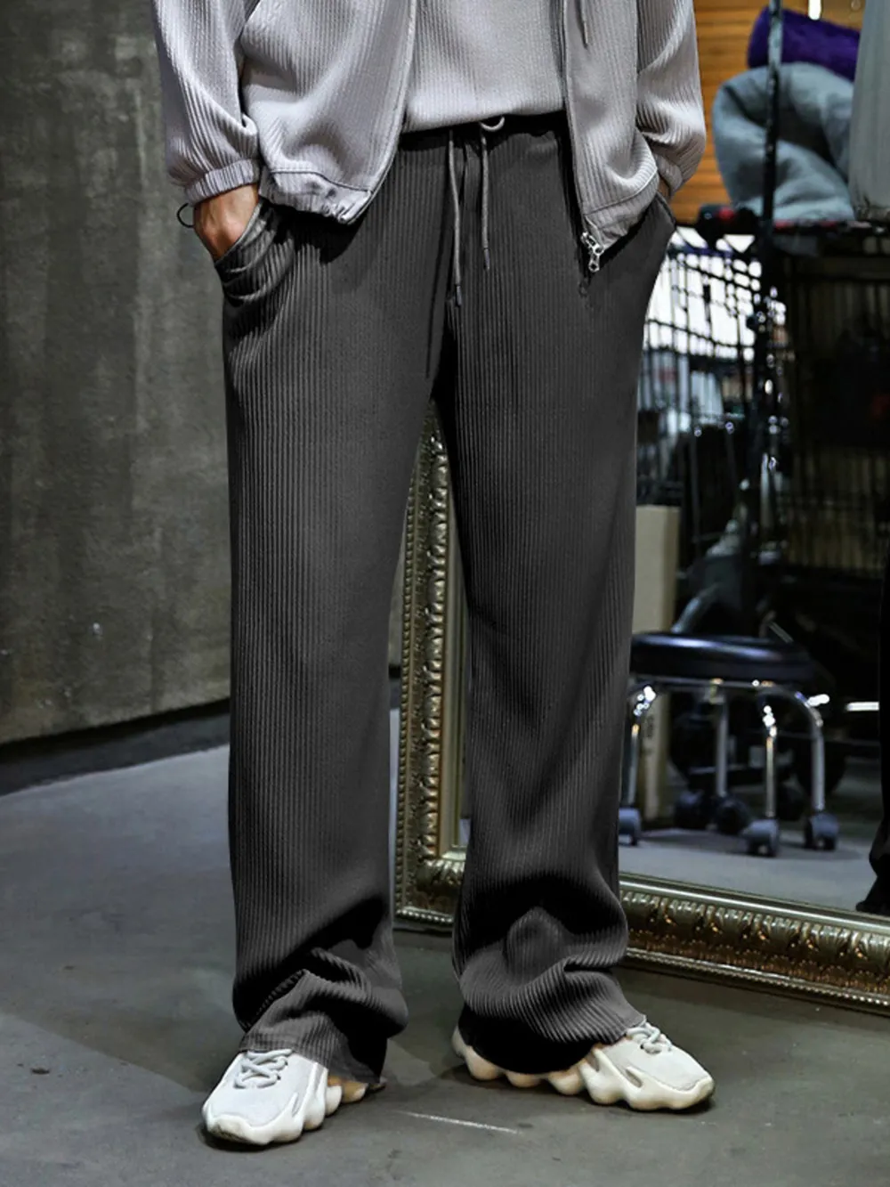 Men's Full Size Relaxed Fit Drawstring Wide Leg Pants Plus Size, image 4