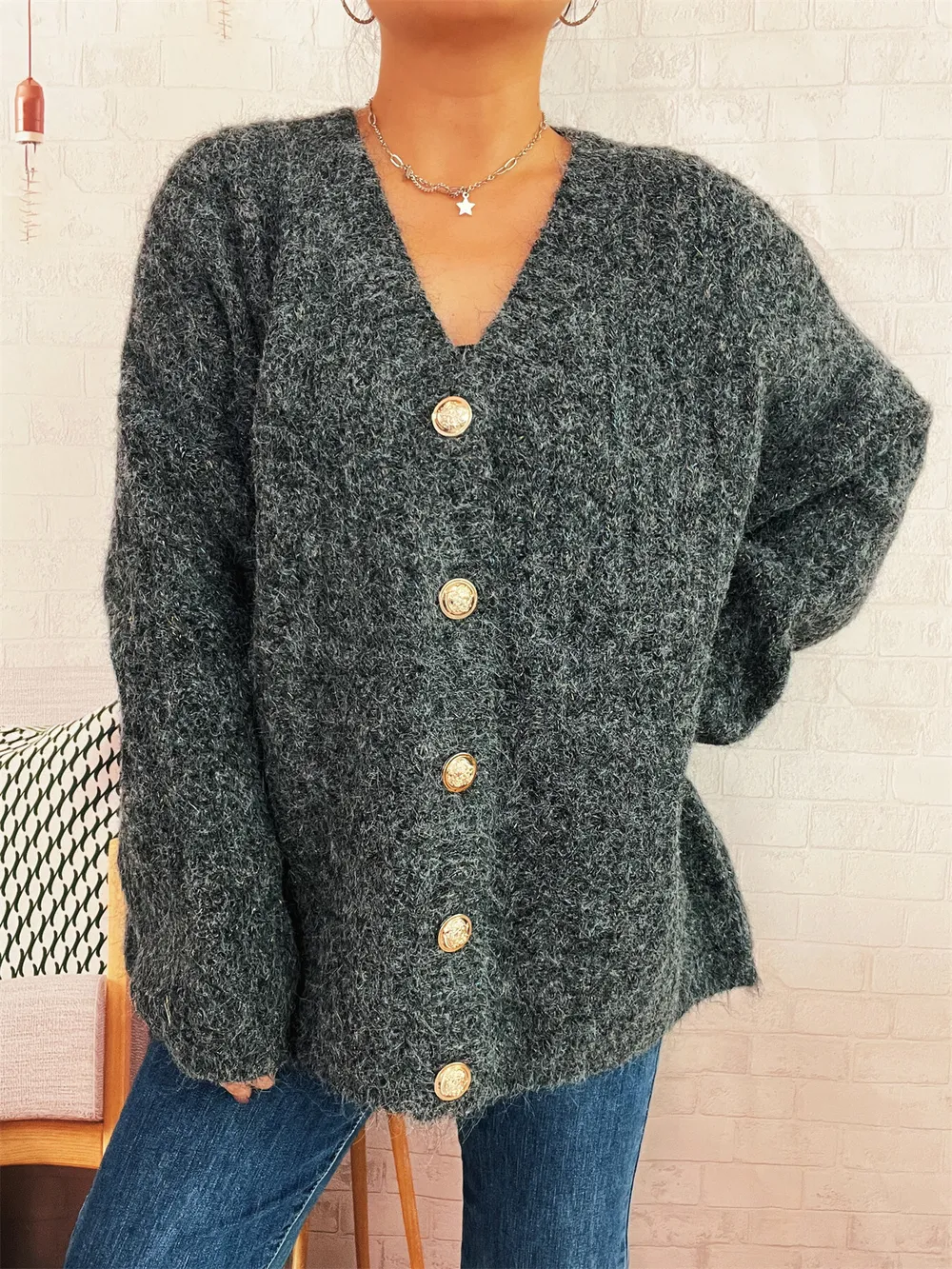 Cable Knit Button-Up Cardigan, image 26