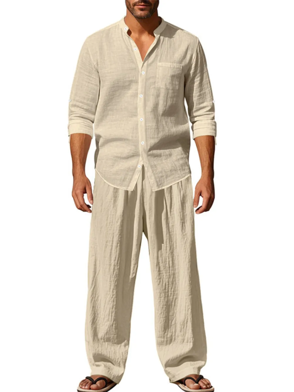 Men's Full Size Button Up Shirt and Pants Set Plus Size, image 9