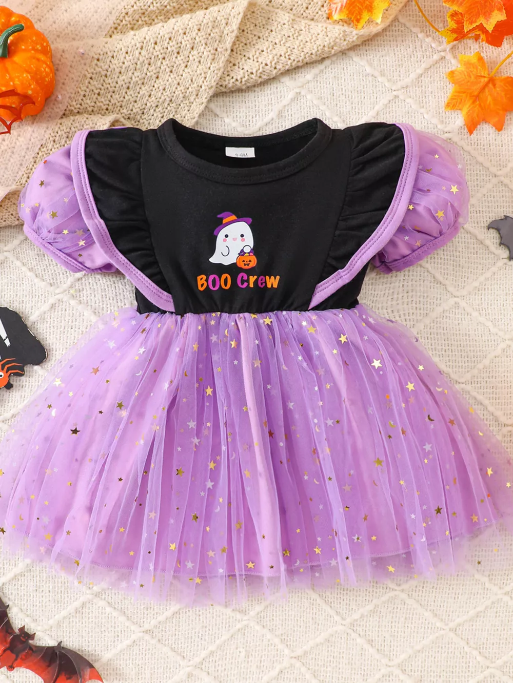 Children's Halloween 'BOO Crew' Ghost Graphic Tulle Tutu Dress, image 2
