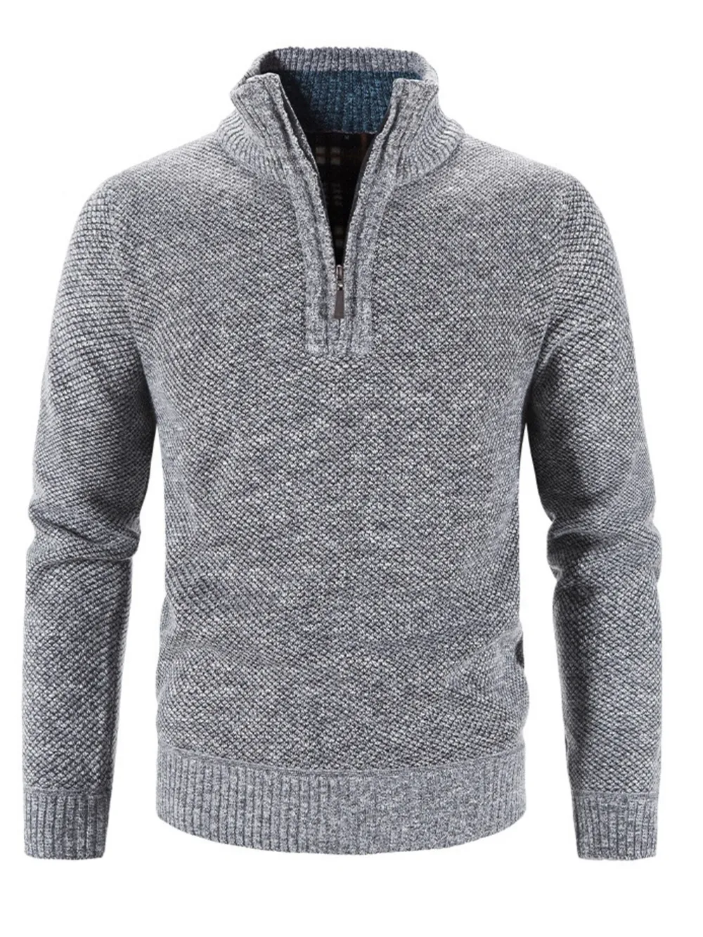 Men's Plus Size Quarter Zip Long Sleeve Sweater, image 4
