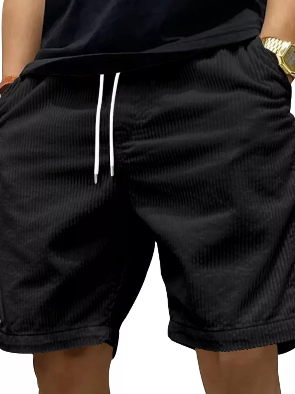 Men's Full Size Casual Corduroy Drawstring Shorts Plus Size, image 7
