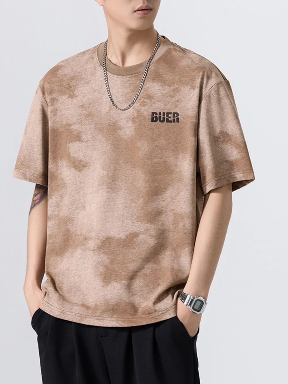 Men's Plus Size Washed Oversized Short Sleeve T-Shirt
