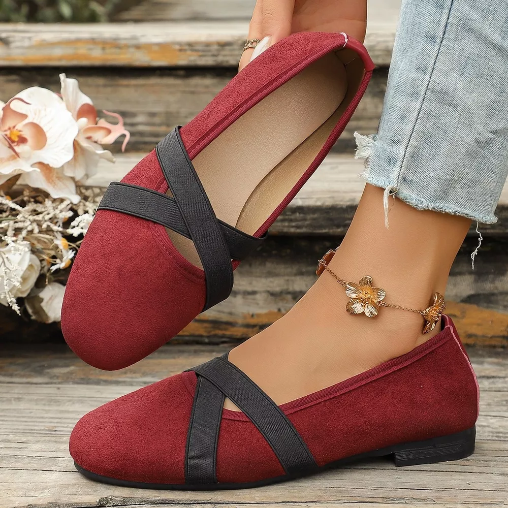 Suede Cross-Strap Slip-On Loafers, image 3