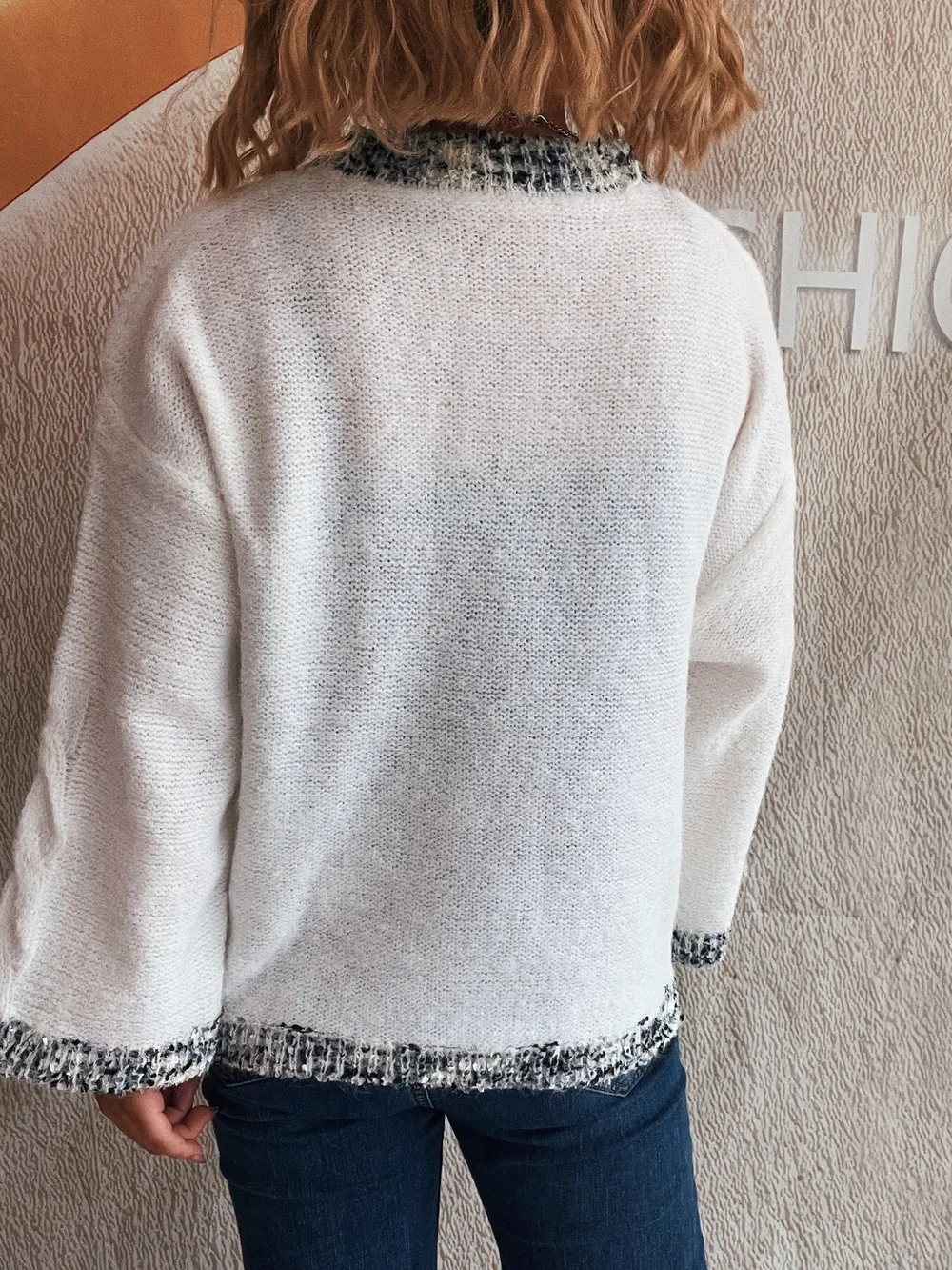 Contrast Trim Detail Round Neck Sweater, image 5