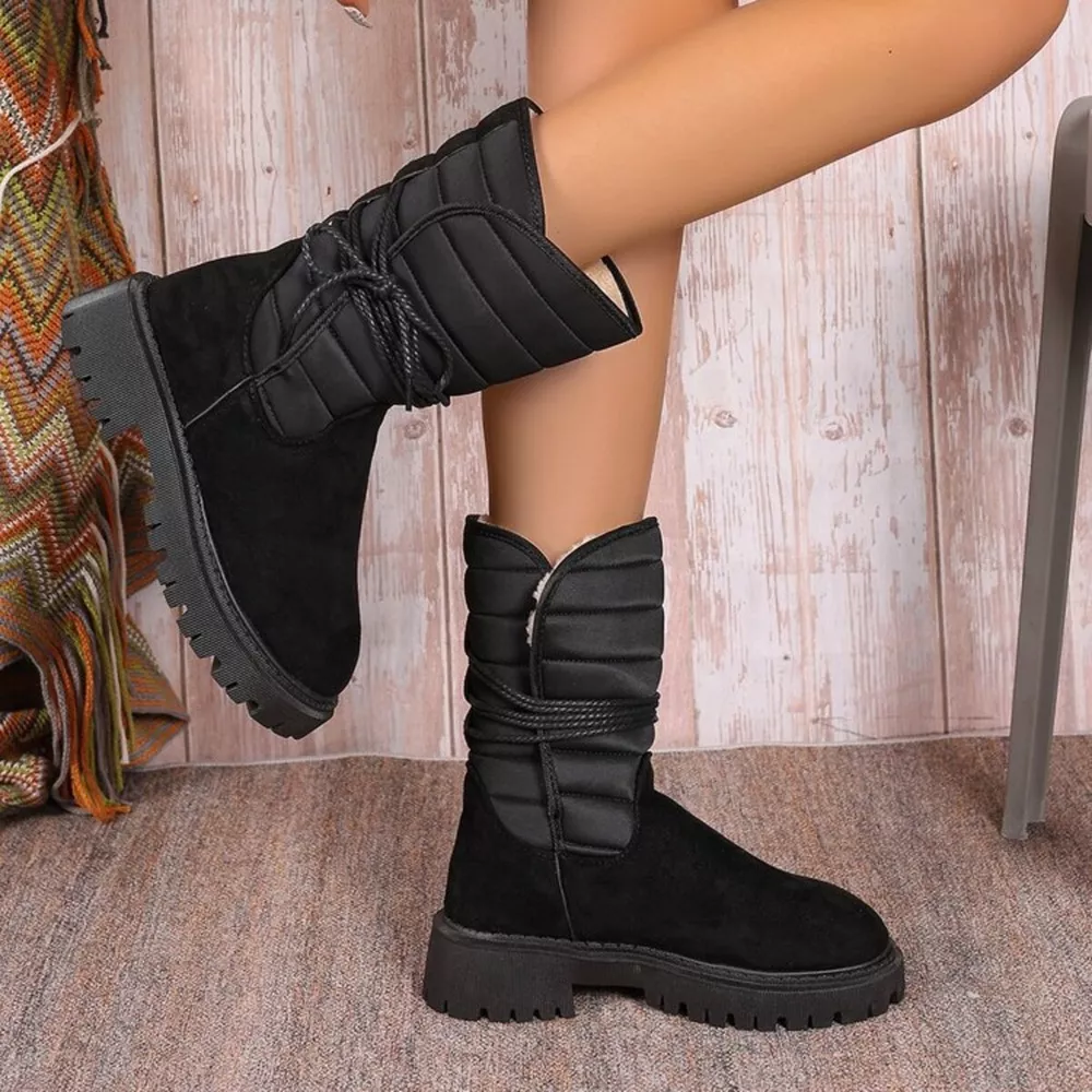 Quilted Lace-Up Mid-Calf Boots, image 15