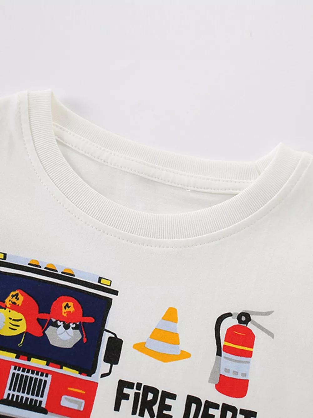 Children's Fire Truck Graphic Crew Neck T-Shirt, image 3