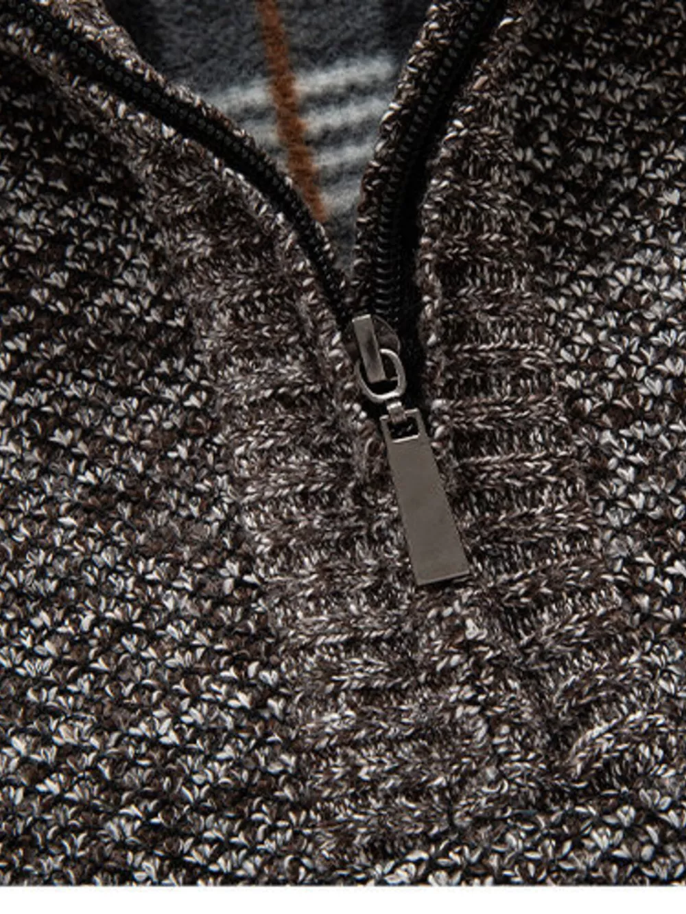 Men's Plus Size Half-Zip Stand Collar Textured Sweater, image 6