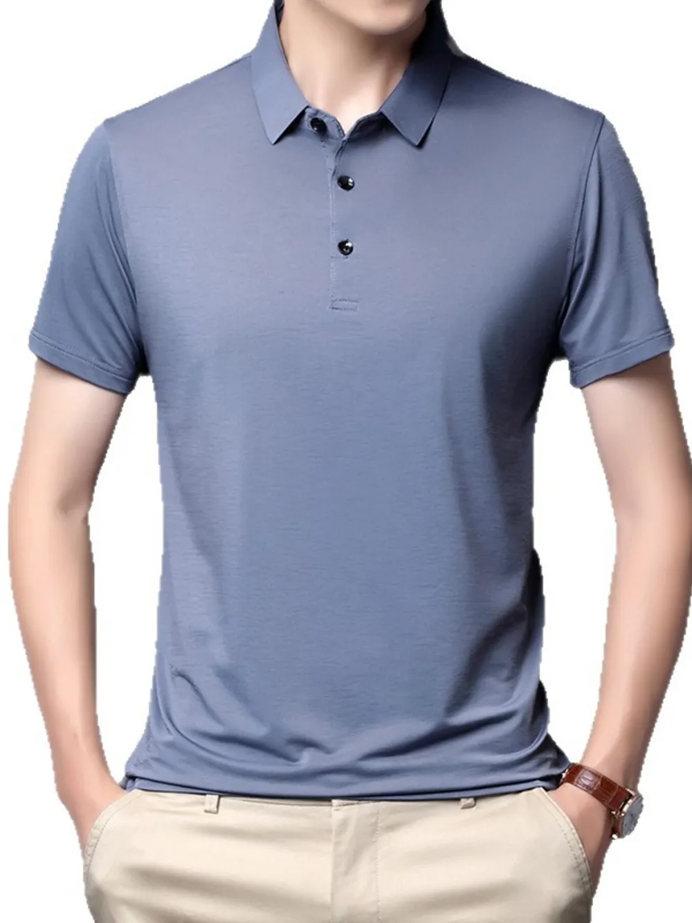 Men's Plus Size Button Detail Short Sleeve Polo, image 4