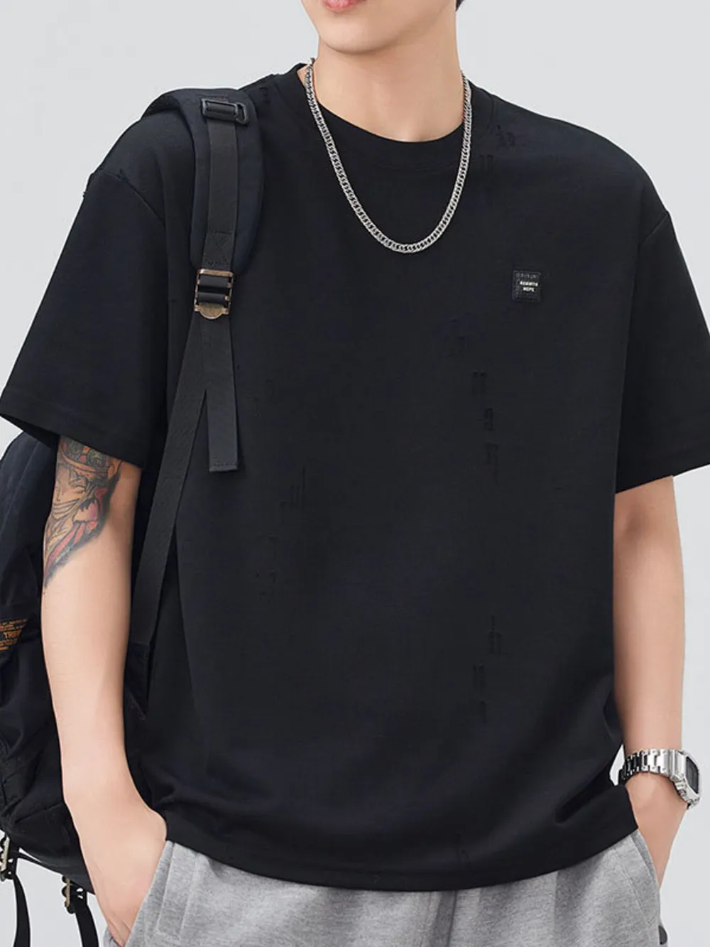 Men's Plus Size Round Neck Short Sleeve T-Shirt, image 2