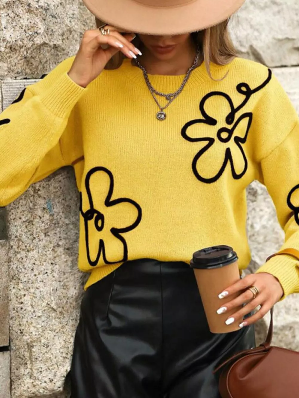 Flower Dropped Shoulder Sweater, image 14