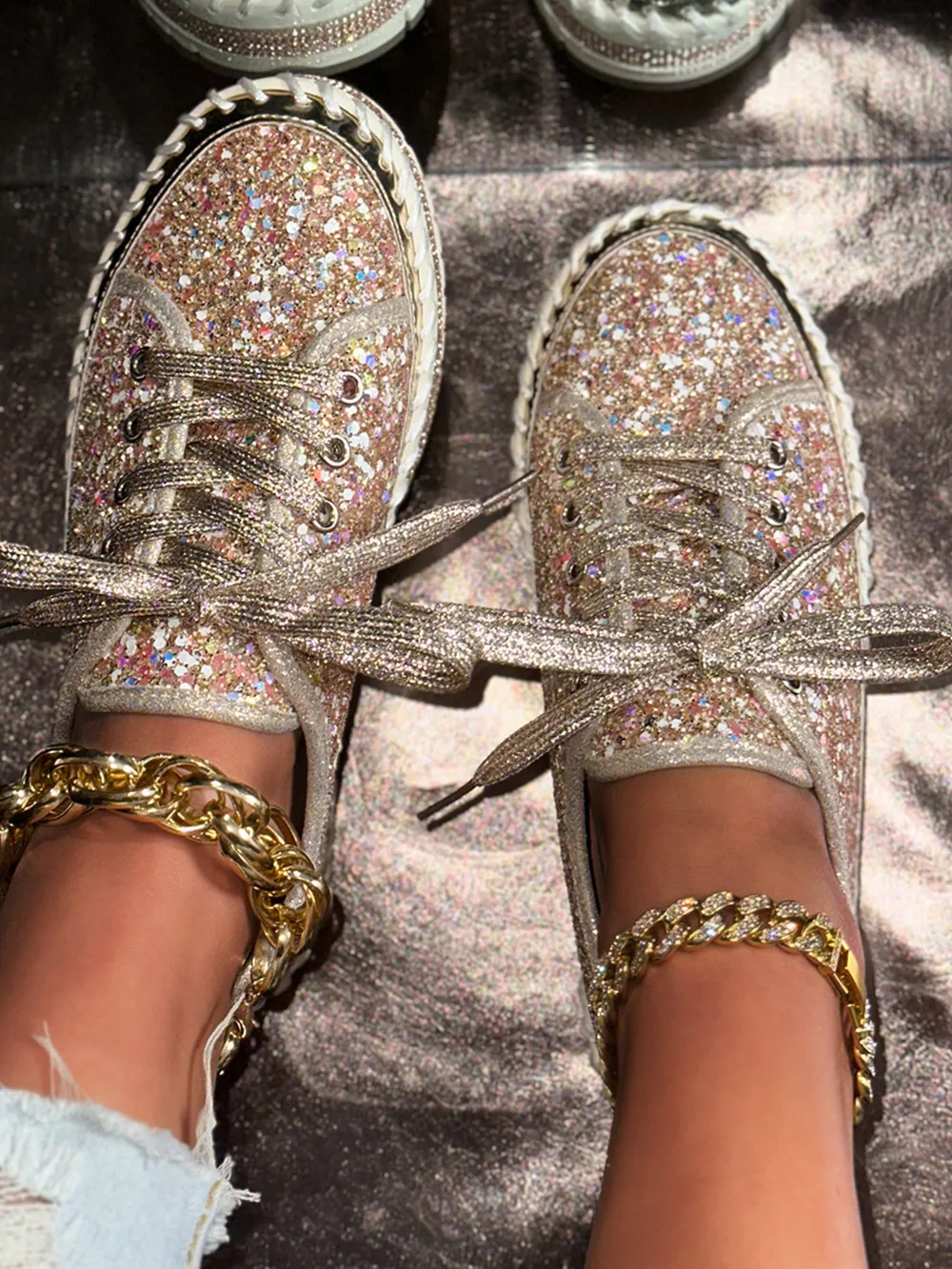 Lace Up Round Toe Platform Sneakers, image 6