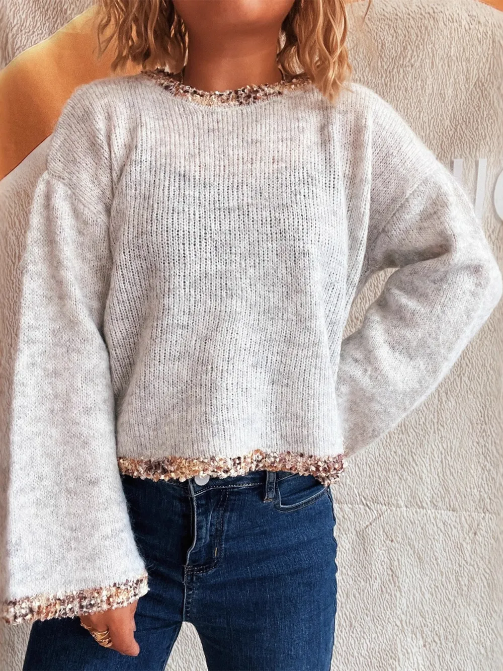 Round Neck Cropped Sweater, image 4