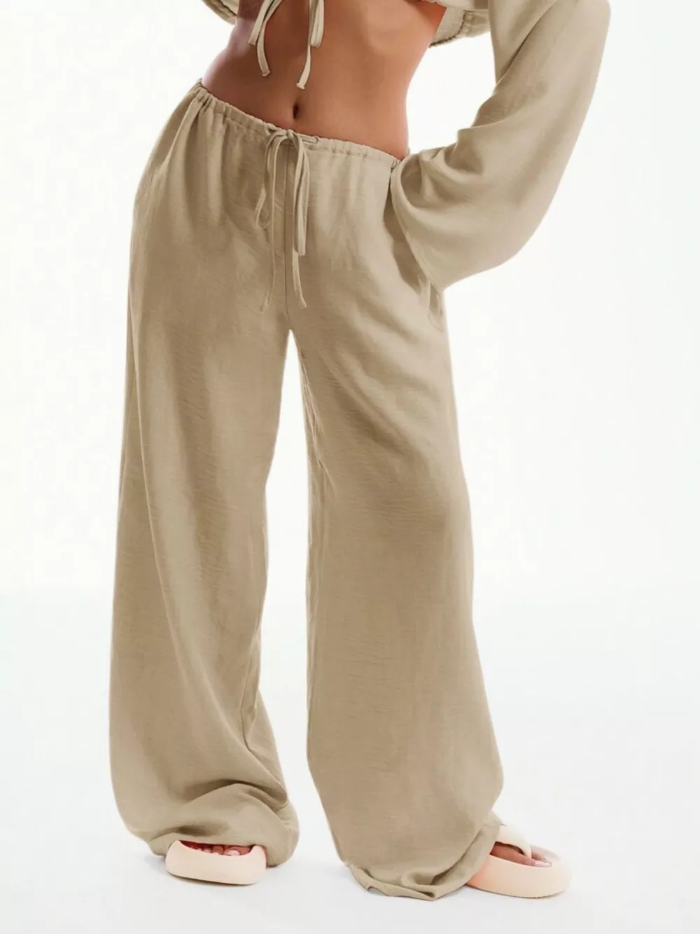 Drawstring Wide Leg Pants, image 2