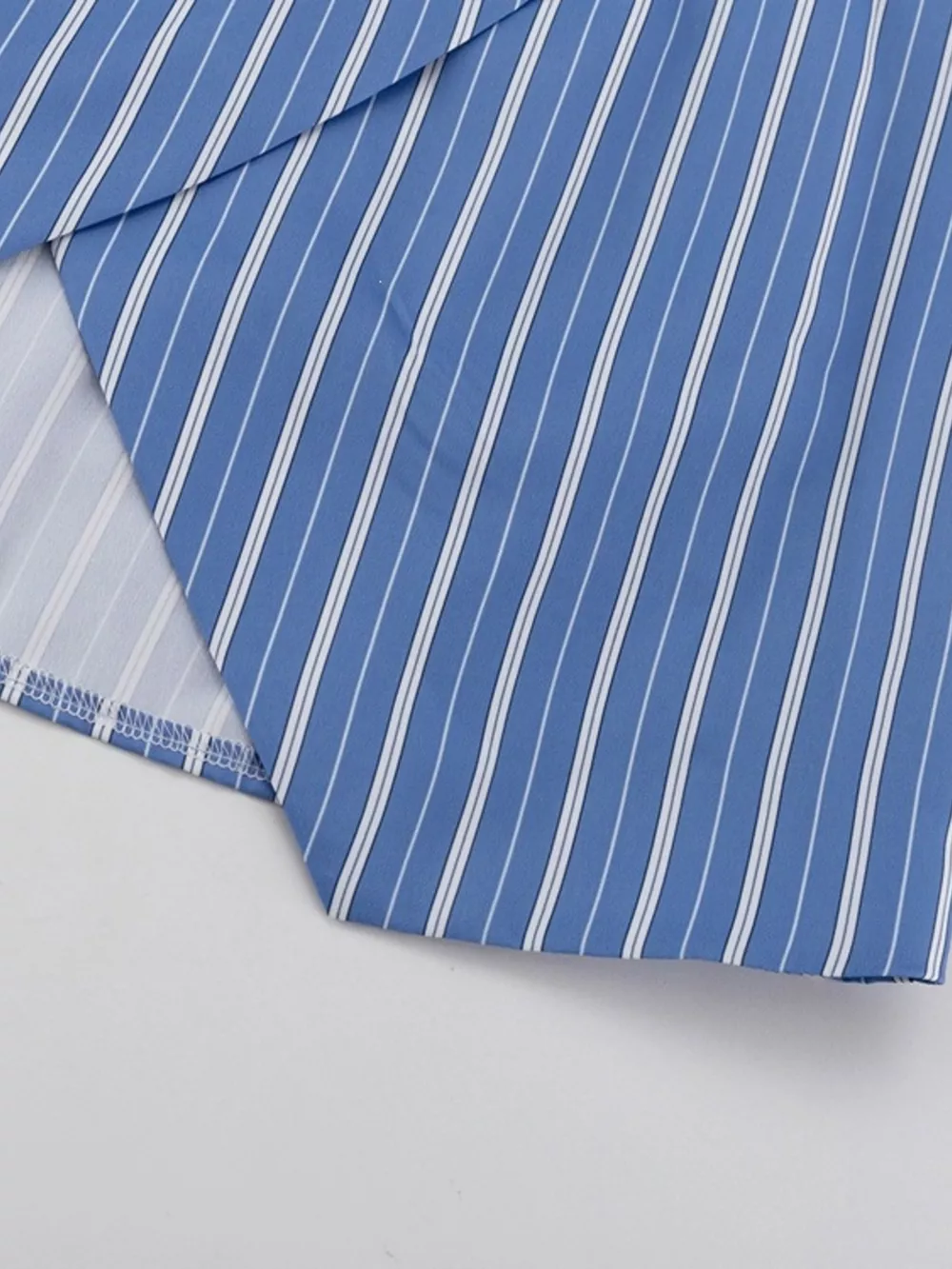 Striped Shirt and Asymmetrical Mini Skirt Set, image 10