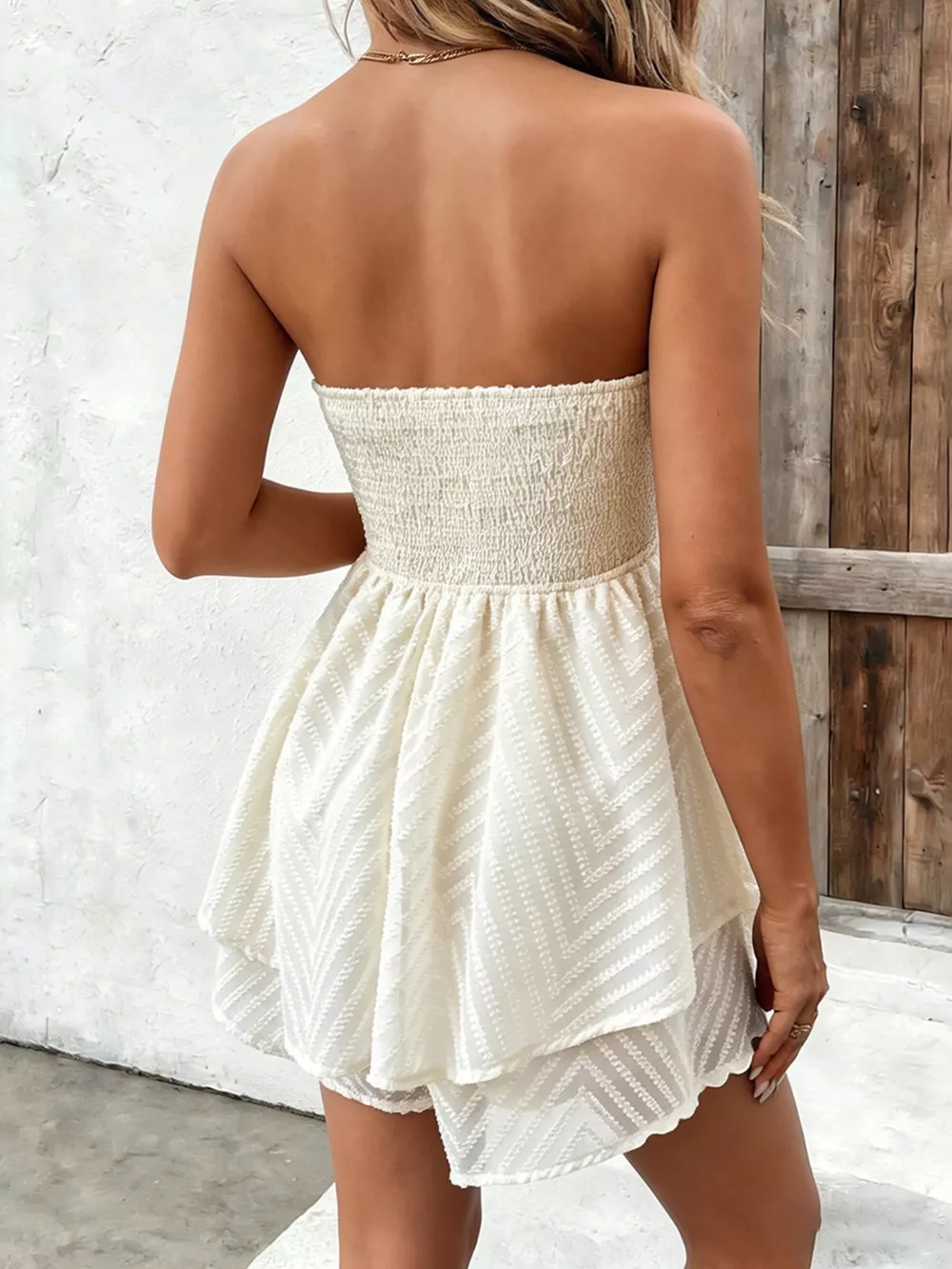 Ruffle Textured Tube Mini Dress, image 3