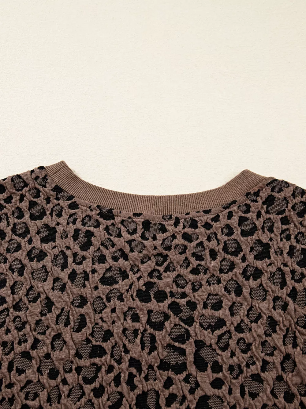 Ribbed Trim Leopard Print Long Sleeve Top, image 8