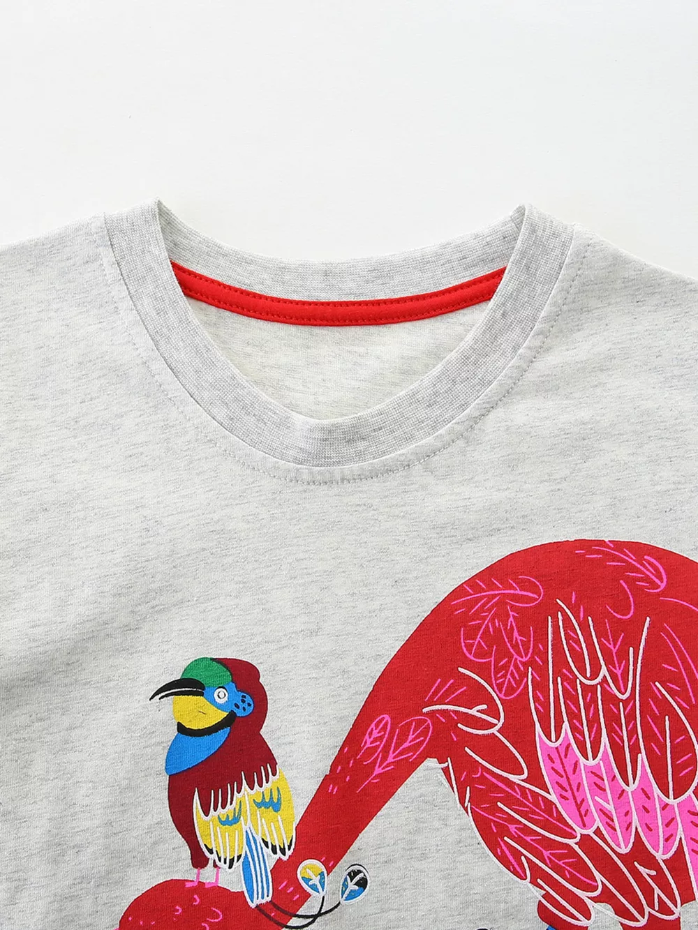 Children's Colorful Birds Print Crew Neck T-Shirt, image 2