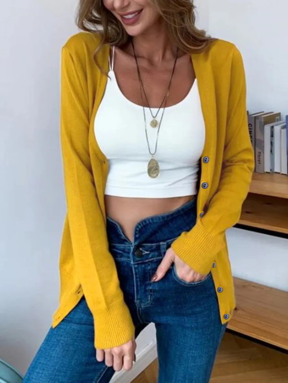 Button-Up Long Sleeve Cardigan, image 22