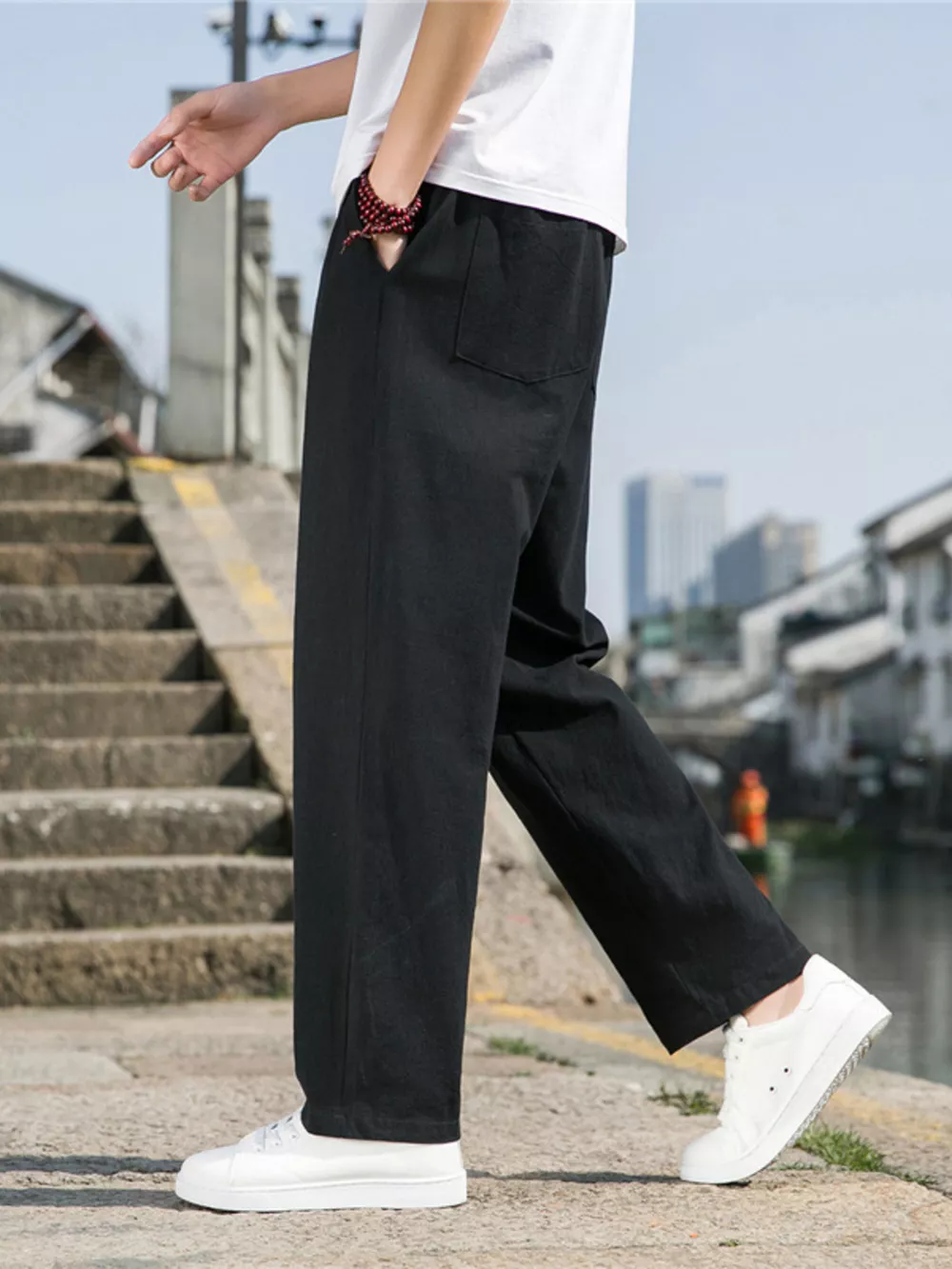 Men's Plus Size Loose Fit Drawstring Casual Pants, image 4