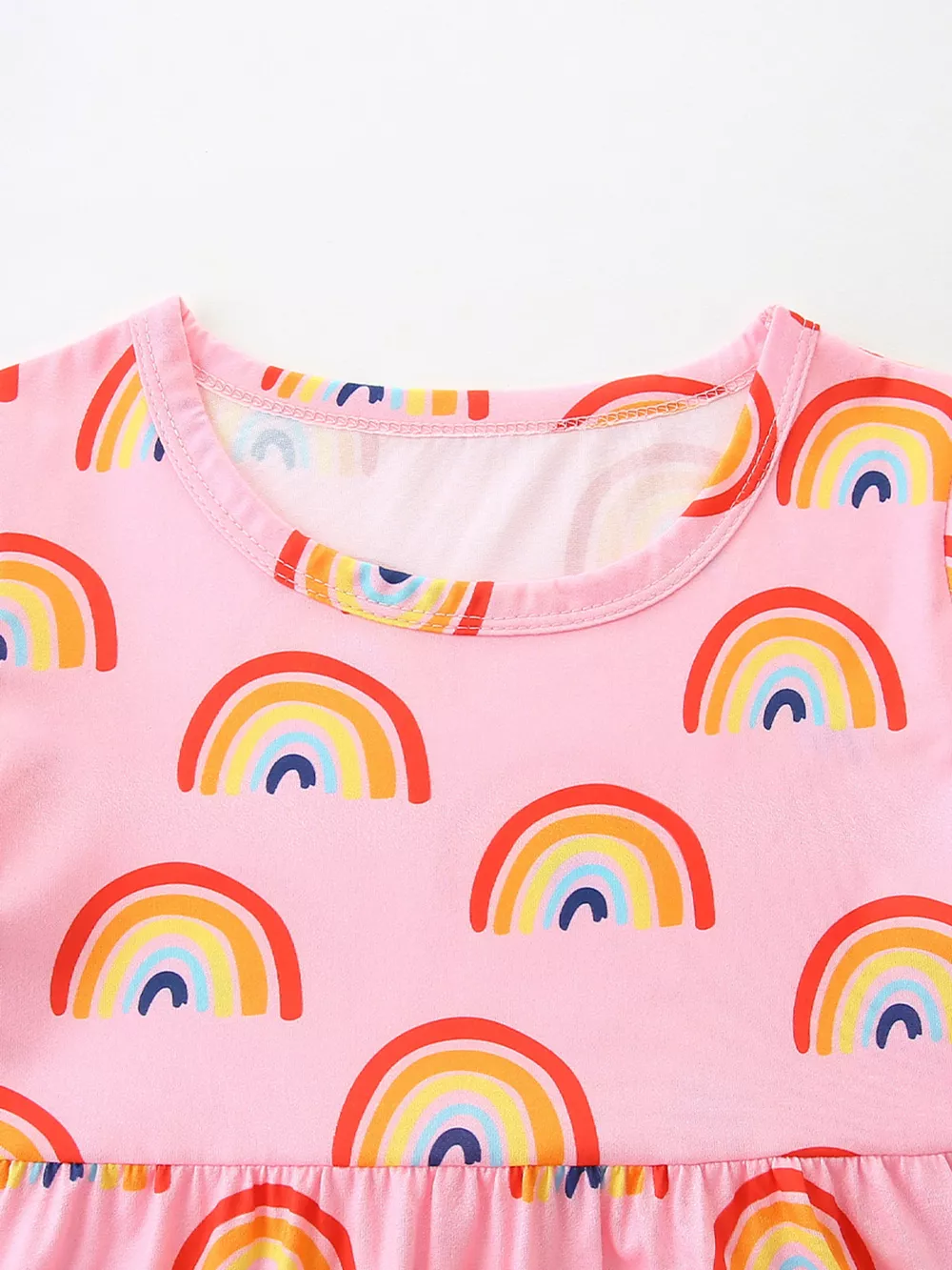 Children's Rainbow Print Short Sleeve Casual Dress, image 3