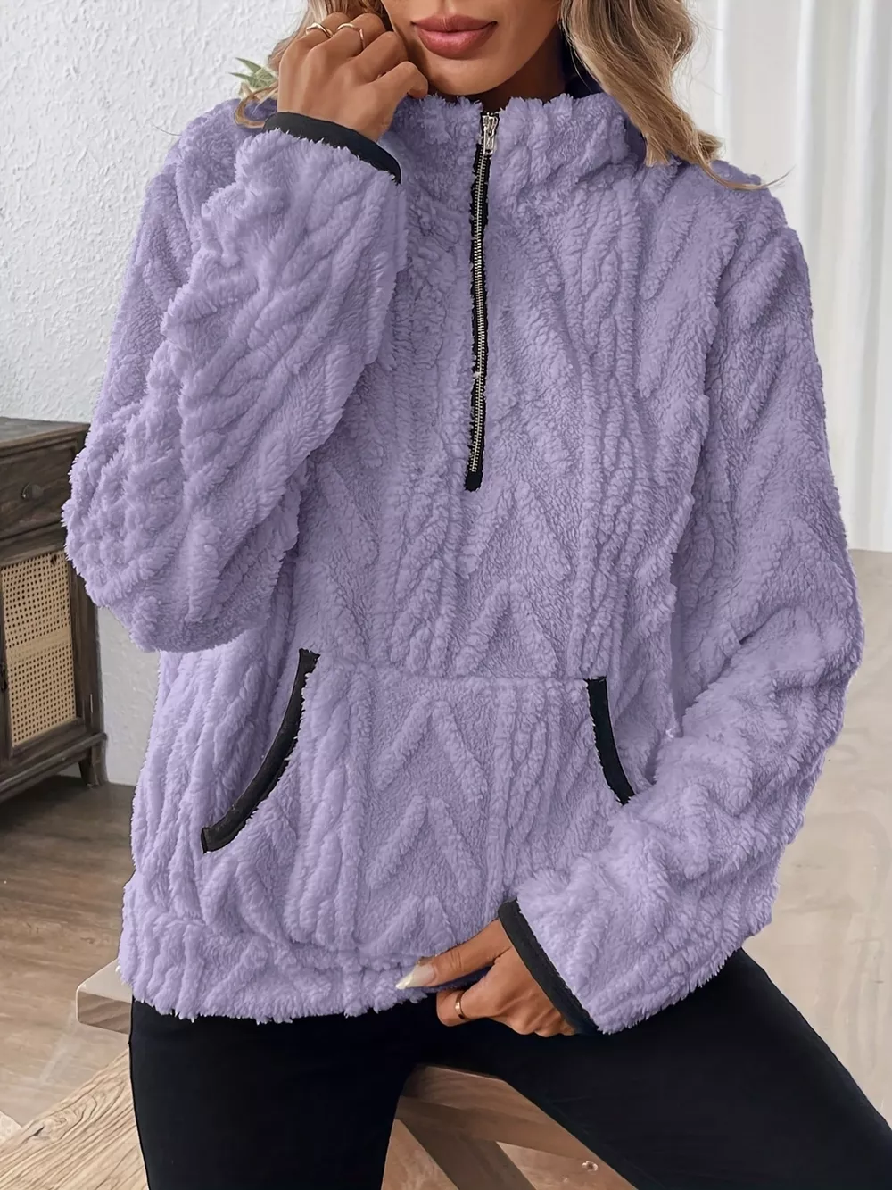 Cozy Sherpa Half Zip Sweatshirt, image 20