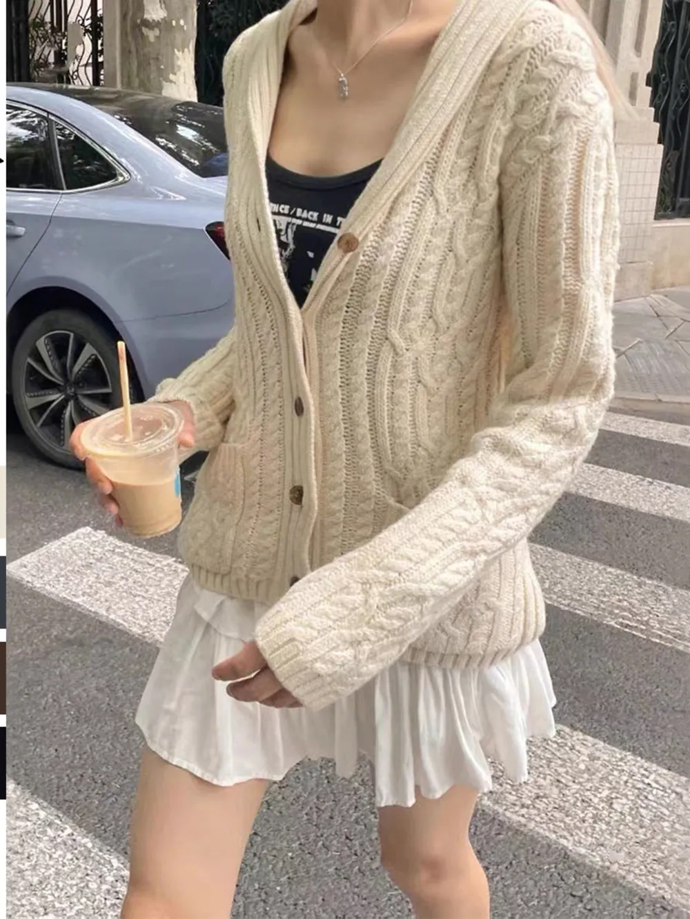 Cable Knit Button Up Cardigan
