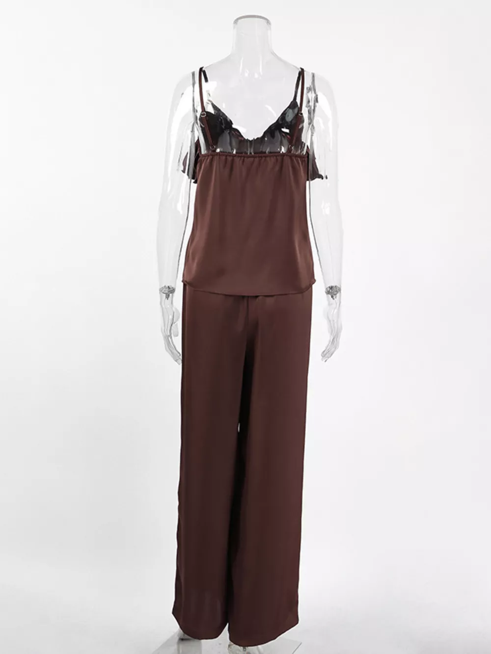Ruffle V-Neck Cami and Wide-Leg Pants Two-Piece Set, image 9